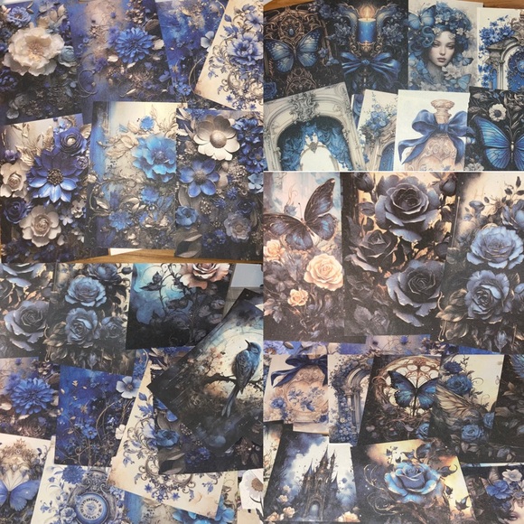 200x Junk Journal Kit Ephemera Stickers Diary Vintage Sapphire Floral Scrapbook - Picture 10 of 16